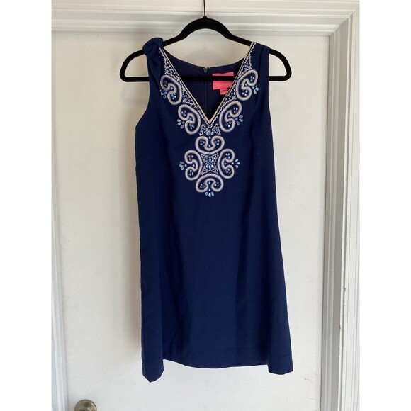NWT Lilly Pulitzer Penelope Dress Womens Size 2 Navy Sleeveless Preppy Jeweled - Picture 1 of 13